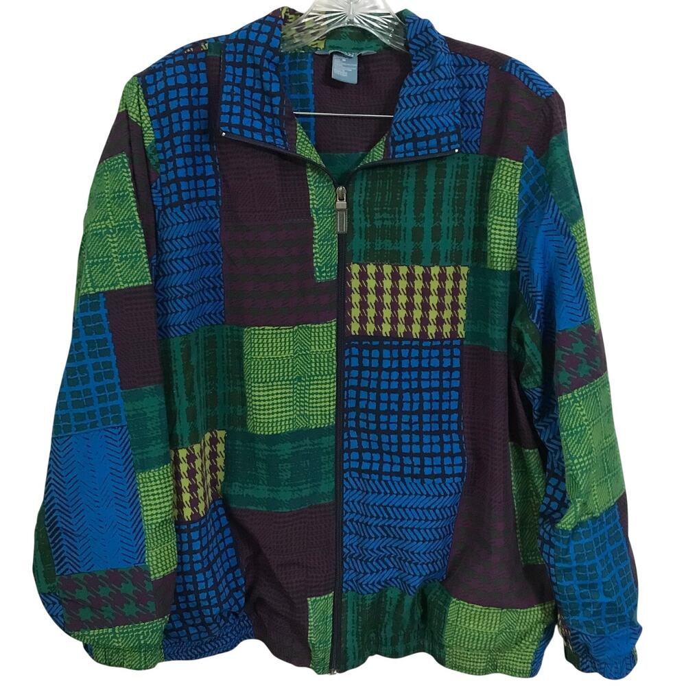 Koret Sport Windbreaker Jacket Medium Womens Long Sleeve Color Block Zip Front M